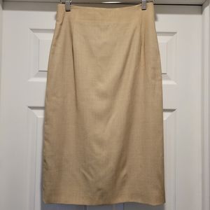 Escada Beige Pleated Midi Pencil Skirt, Size 38 (6.5)